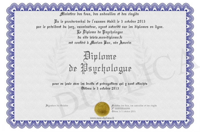 diplome psychologue